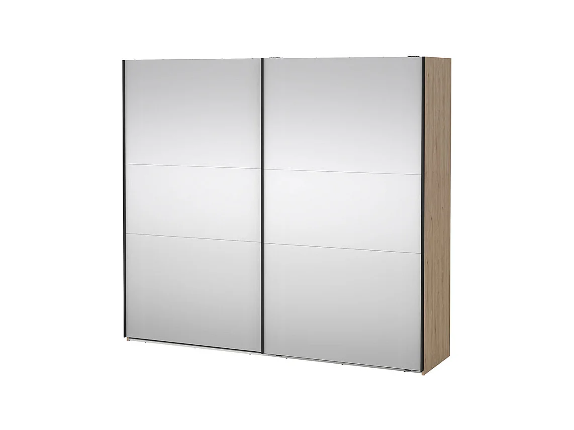 Como armoire coulissante 2 portes avec miroir 245x220cm chêne décor.