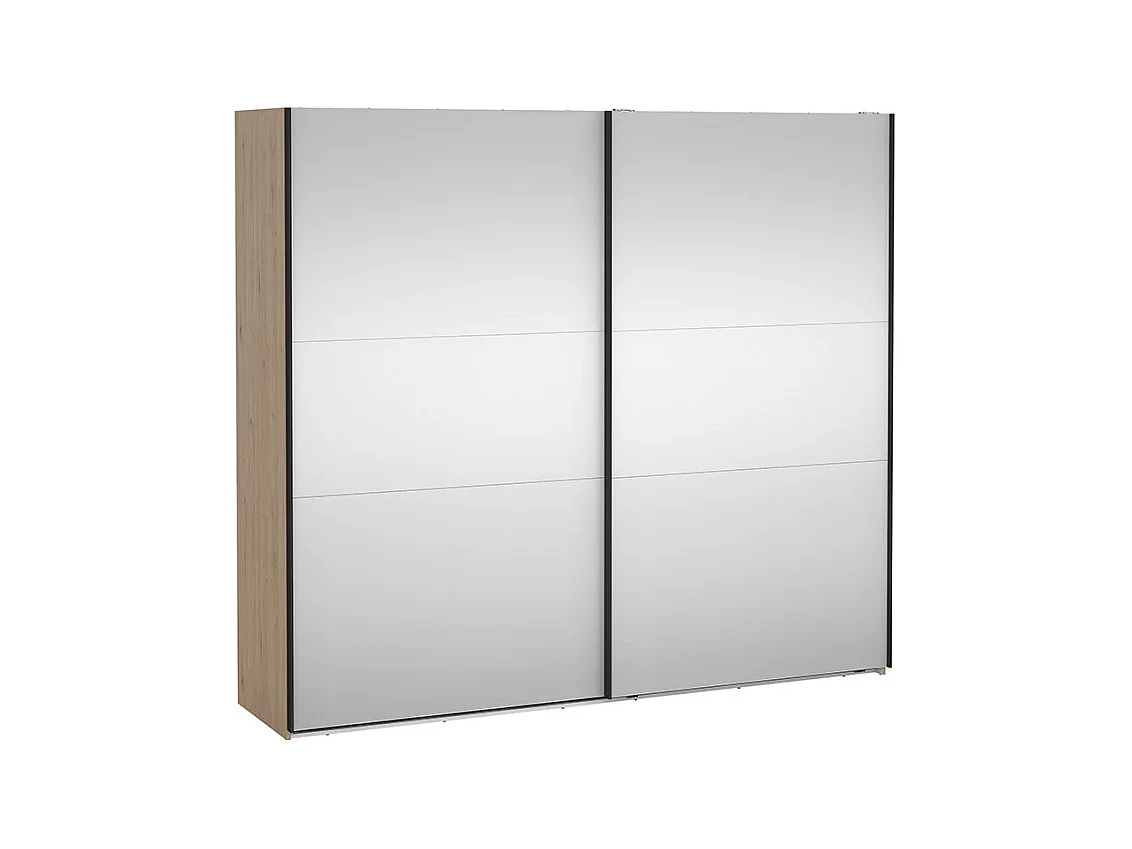 Como armoire coulissante 2 portes avec miroir 245x220cm chêne décor.