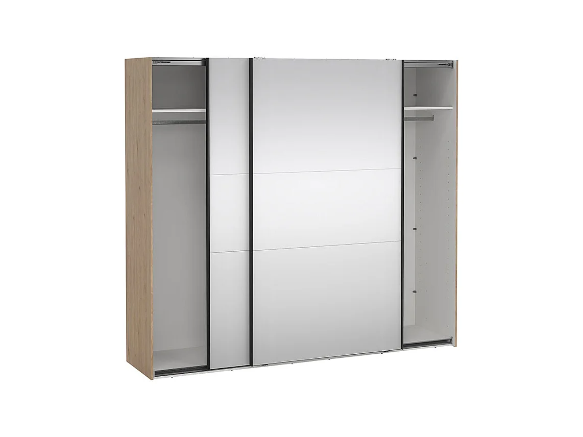 Como armoire coulissante 2 portes avec miroir 245x220cm chêne décor.