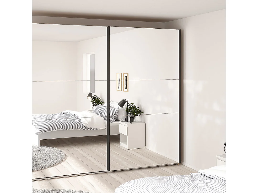 Como armoire coulissante 2 portes avec miroir 245x220cm chêne décor.