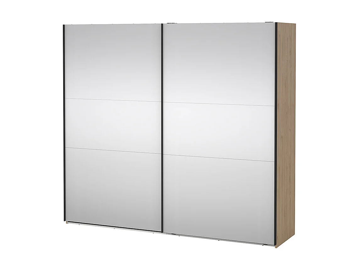 Como armoire coulissante 2 portes avec miroir 245x220cm chêne décor.