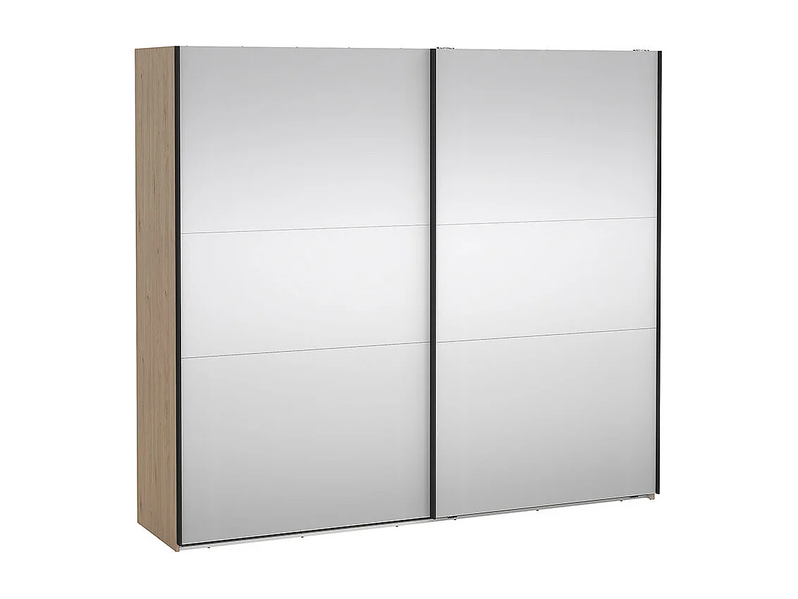 Como armoire coulissante 2 portes avec miroir 245x220cm chêne décor.