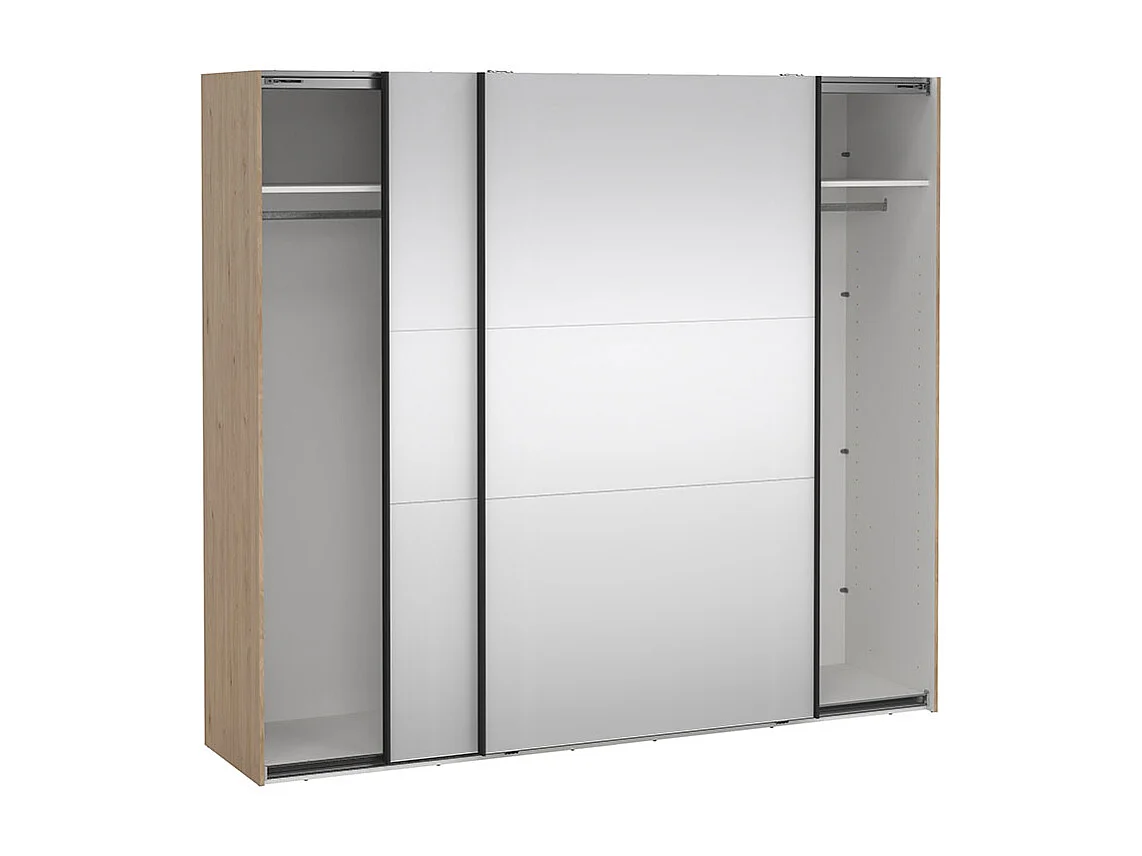 Como armoire coulissante 2 portes avec miroir 245x220cm chêne décor.