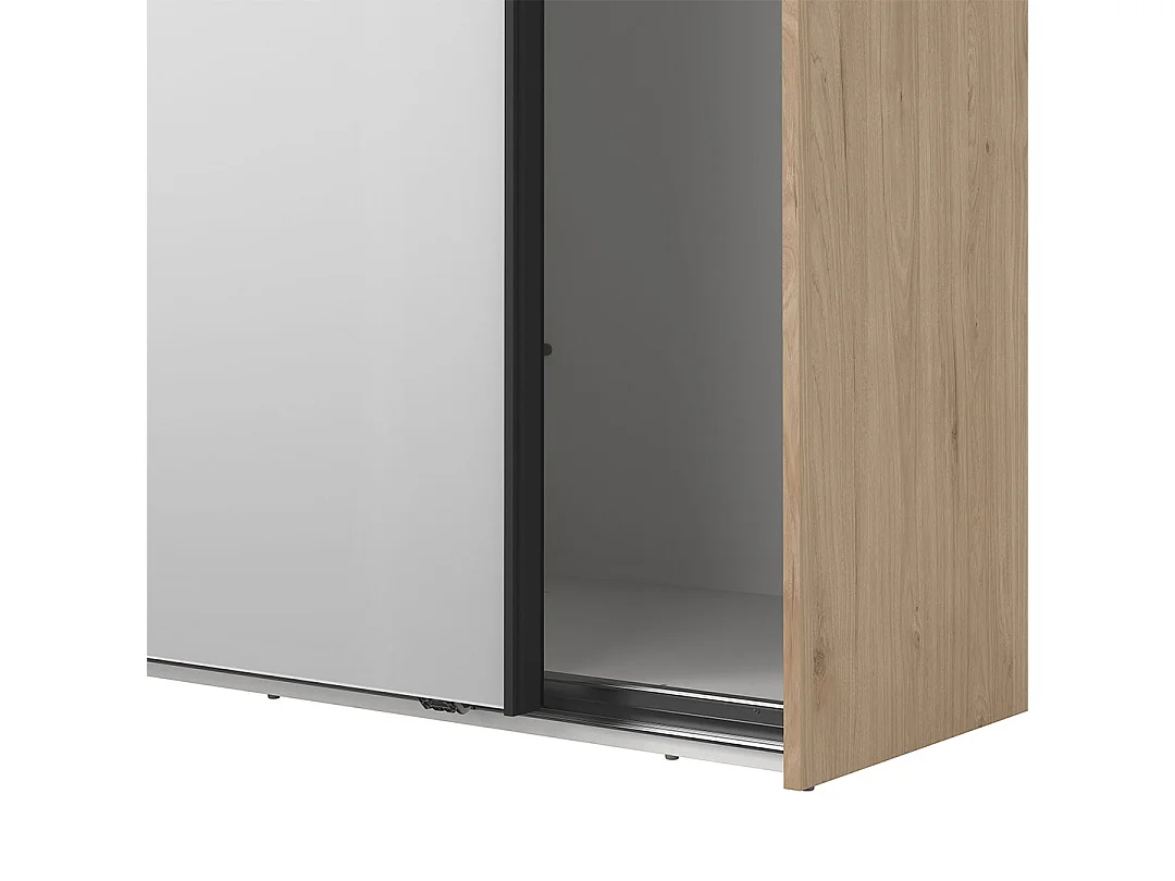 Como armoire coulissante 2 portes avec miroir 245x220cm chêne décor.