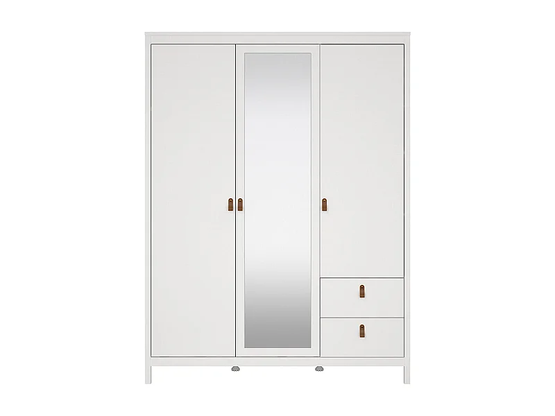 Madrid Kleiderschrank 199x150x59cm, 2 Türen, 1 Spiegeltür, 2 Schubladen weiß.