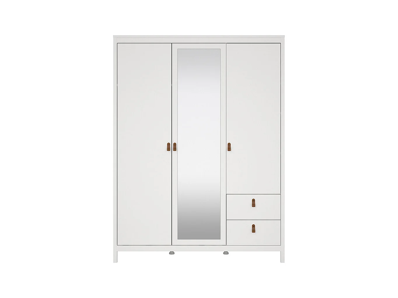 Madrid Kleiderschrank 199x150x59cm, 2 Türen, 1 Spiegeltür, 2 Schubladen weiß.