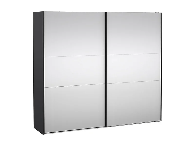 Como armoire coulissante 2 portes avec miroir 245x220cm gris mat.