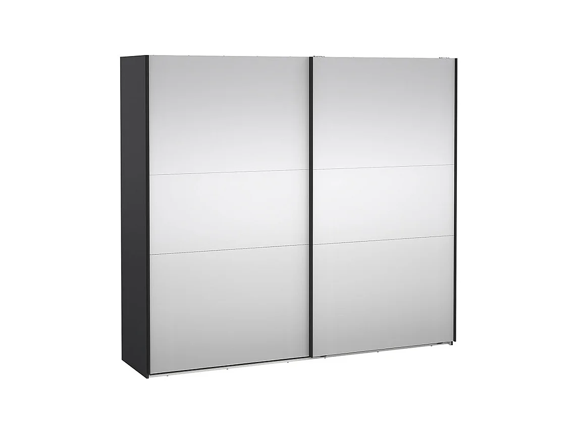 Como armoire coulissante 2 portes avec miroir 245x220cm gris mat.