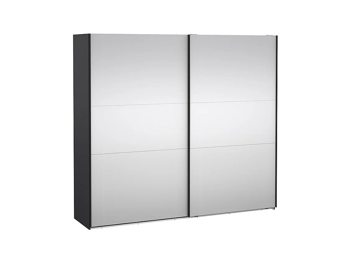 Como armoire coulissante 2 portes avec miroir 245x220cm gris mat.