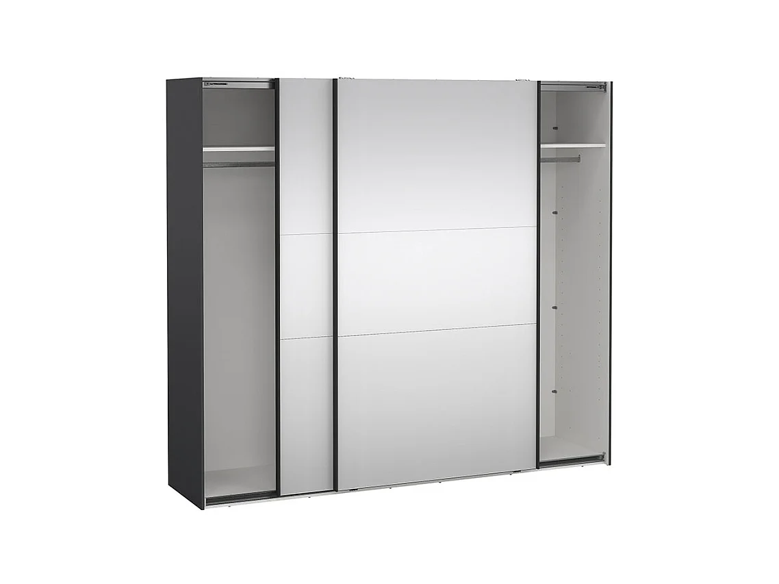 Como armoire coulissante 2 portes avec miroir 245x220cm gris mat.