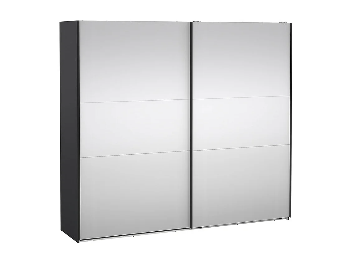 Como armoire coulissante 2 portes avec miroir 245x220cm gris mat.