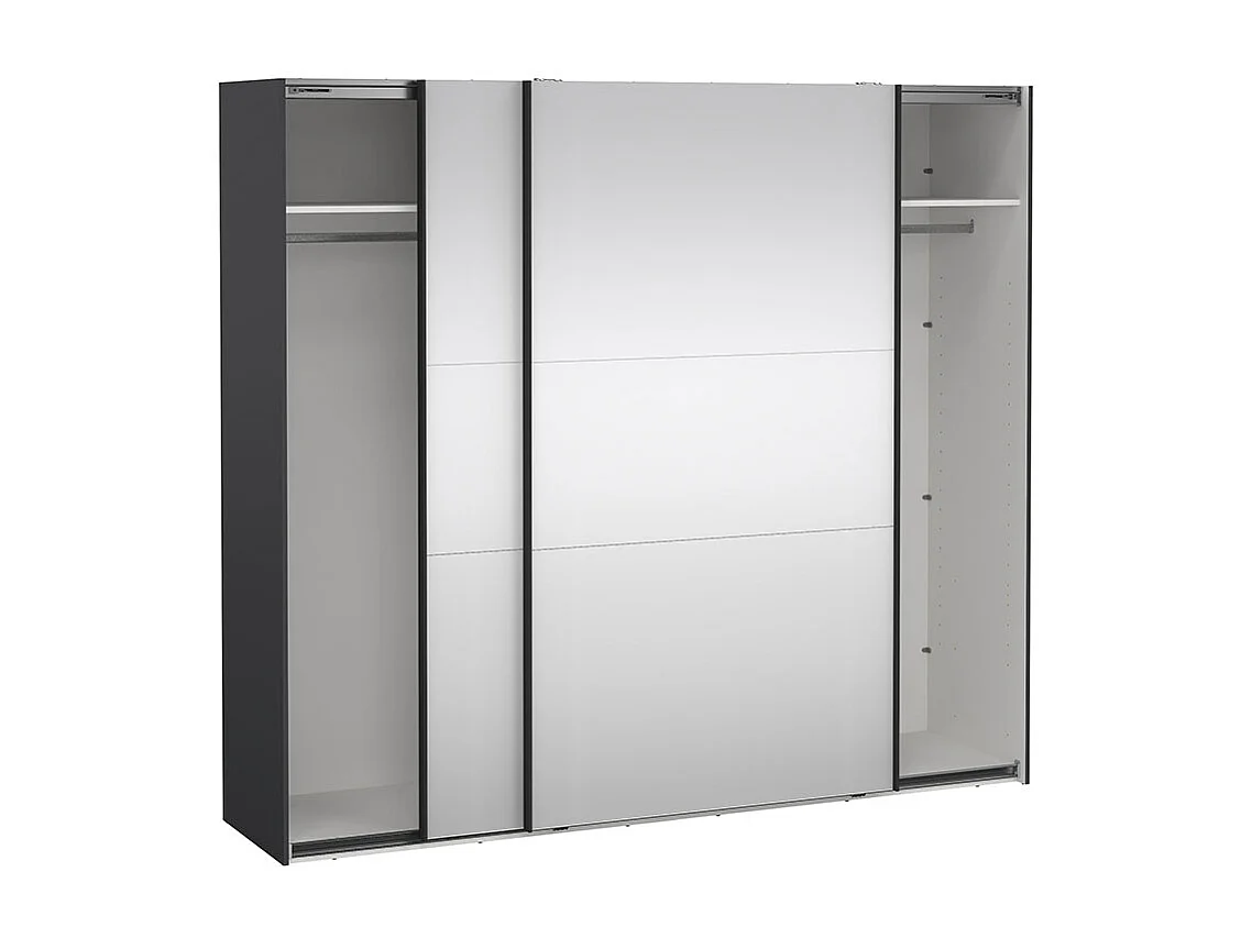 Como armoire coulissante 2 portes avec miroir 245x220cm gris mat.