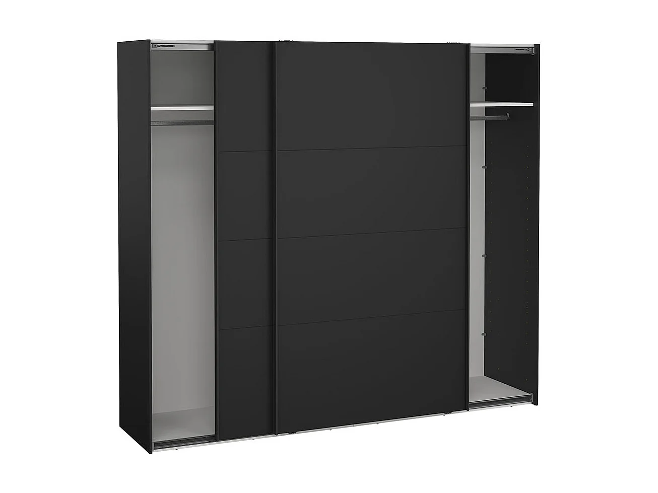 Catania Kleiderschrank 221x244x67cm, 2 Schiebetüren matt schwarz.