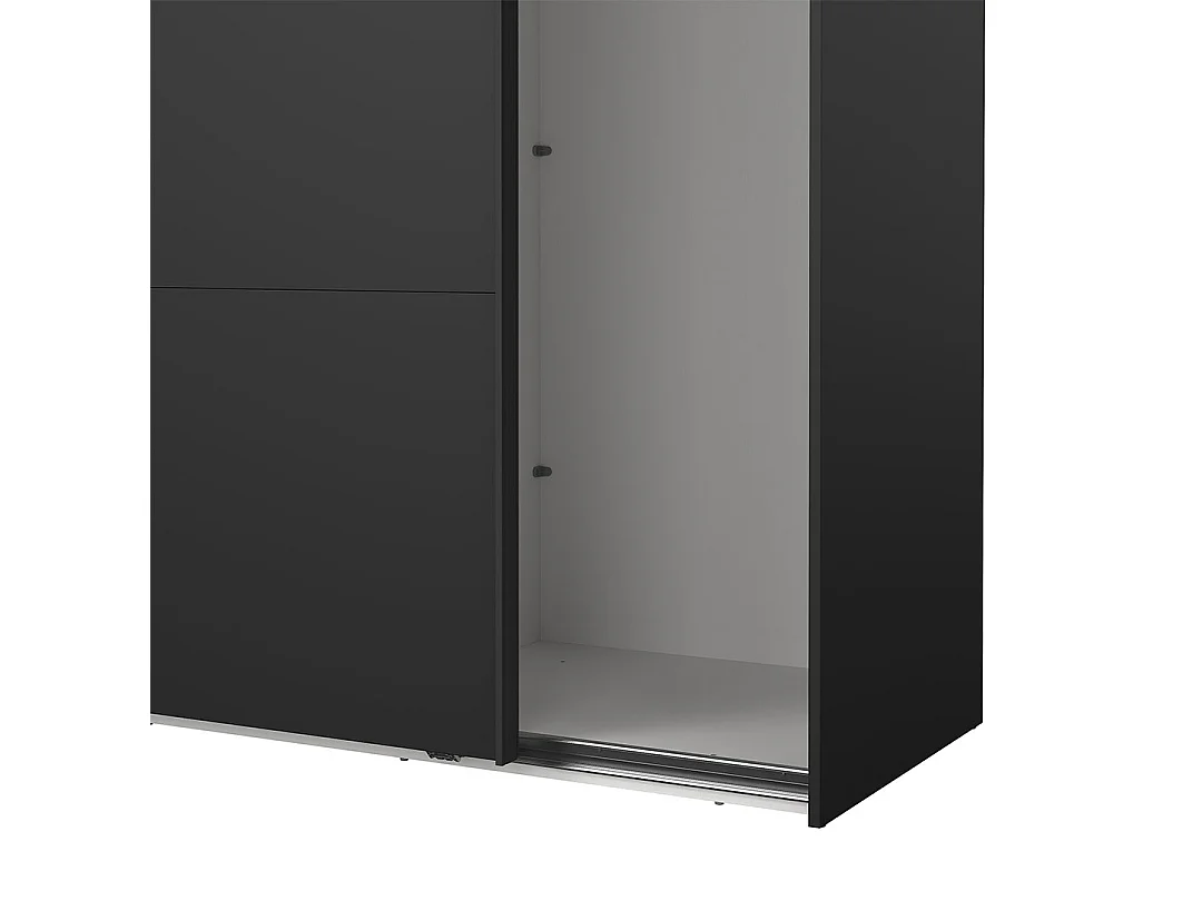 Catania Kleiderschrank 221x244x67cm, 2 Schiebetüren matt schwarz.
