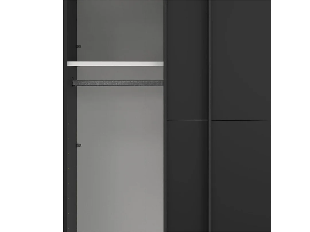 Catania Kleiderschrank 221x244x67cm, 2 Schiebetüren matt schwarz.