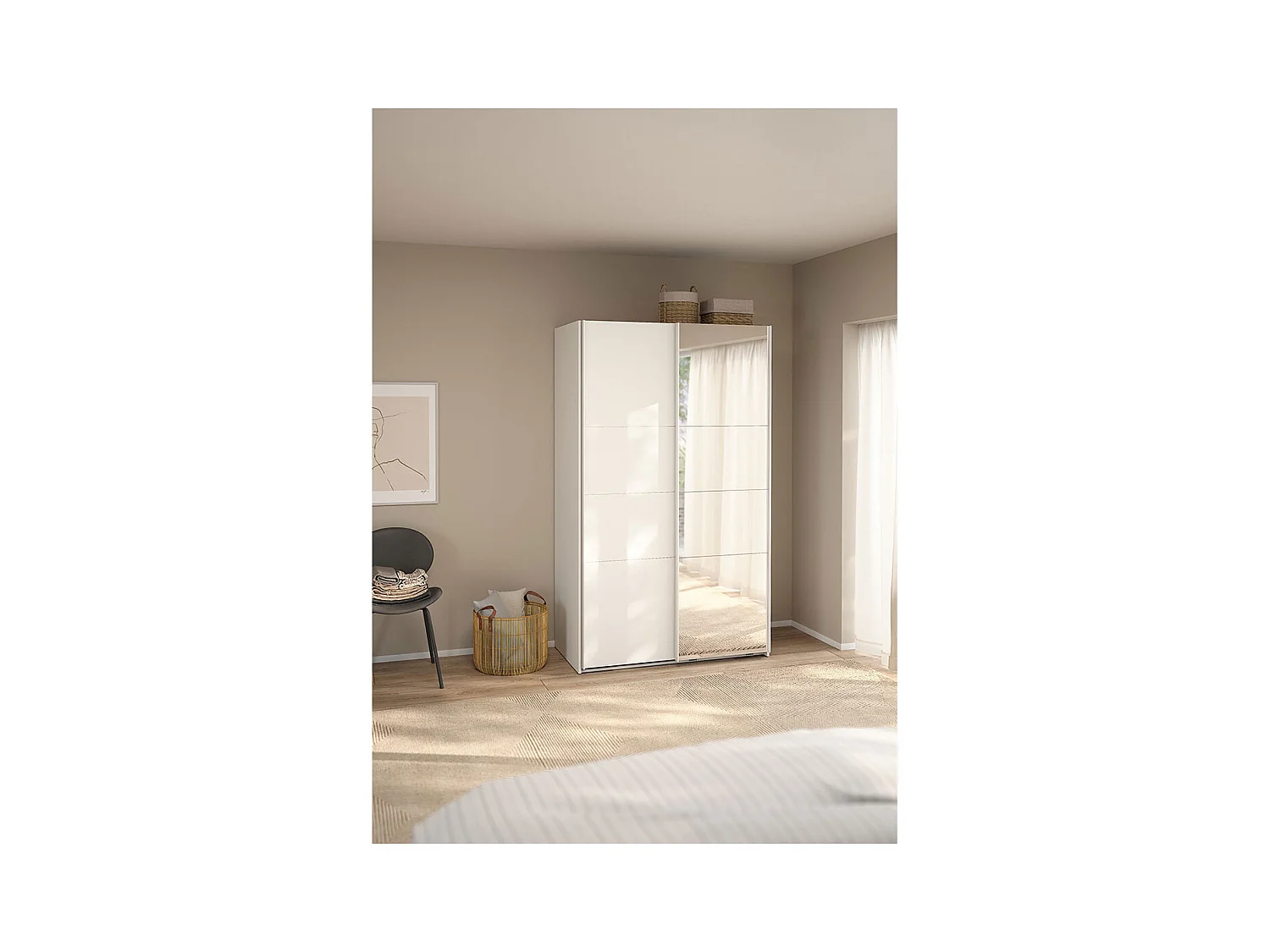 Catania schuifdeurkast 2 deuren 120x200cm wit.