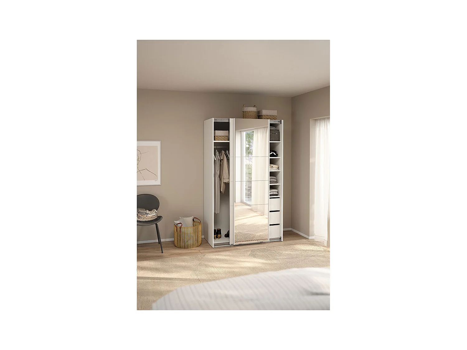 Catania schuifdeurkast 2 deuren 120x200cm wit.