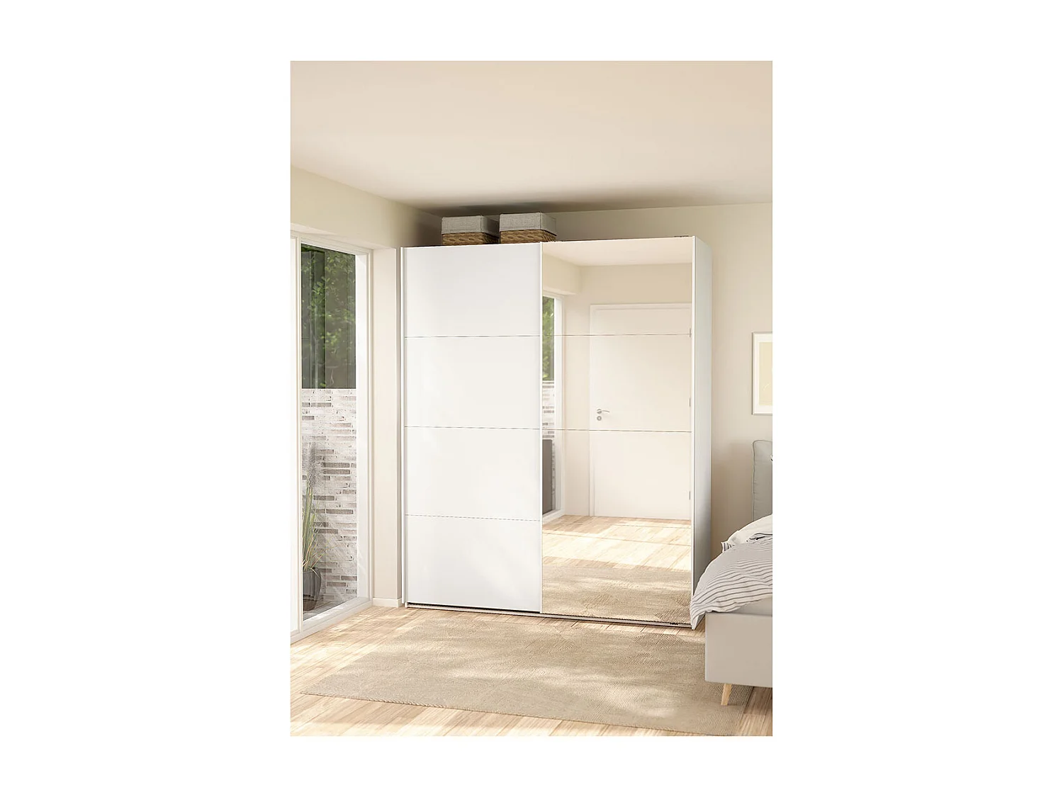Bergamo armoire coulissante 2 portes 180x220cm blanc.