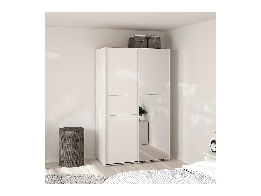 Como schuifdeurkast 2 deuren 120x200cm wit.