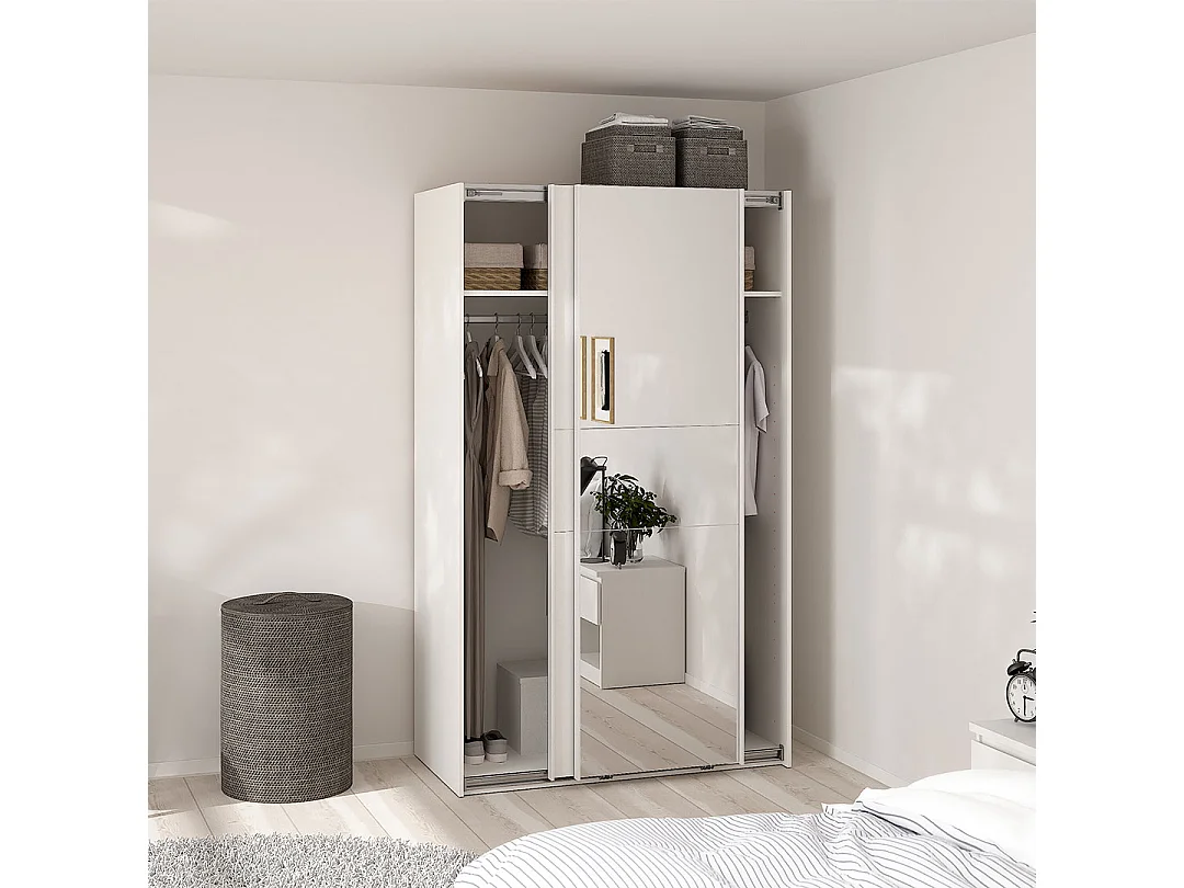 Como schuifdeurkast 2 deuren 120x200cm wit.