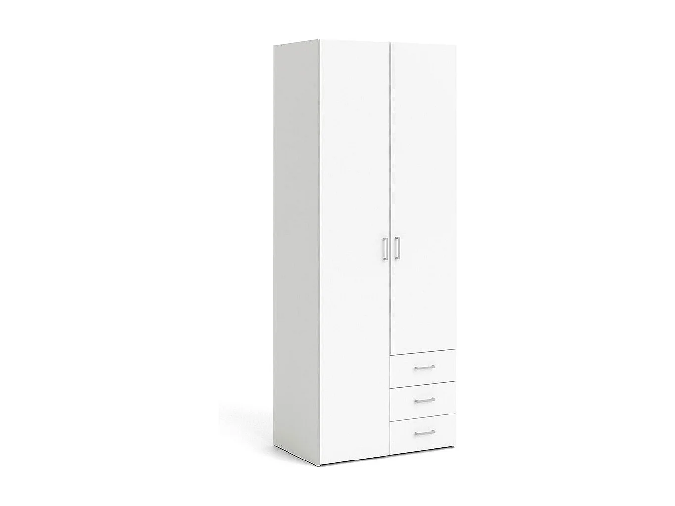 Space Kleiderschrank 201x78x50cm, 2 Türen, 3 Schubladen weiß.