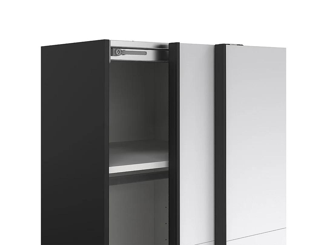 Catania armoire coulissante 2 portes avec miroir 120x200cm noir mat.