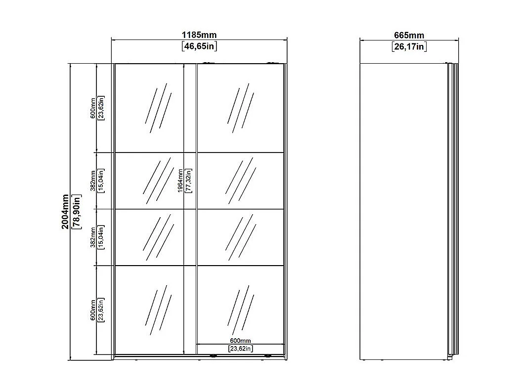 Catania armoire coulissante 2 portes avec miroir 120x200cm noir mat.