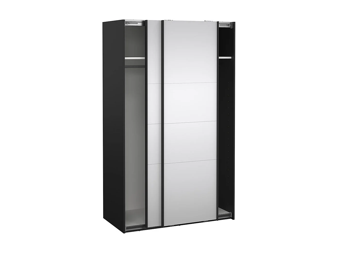 Catania armoire coulissante 2 portes avec miroir 120x200cm noir mat.