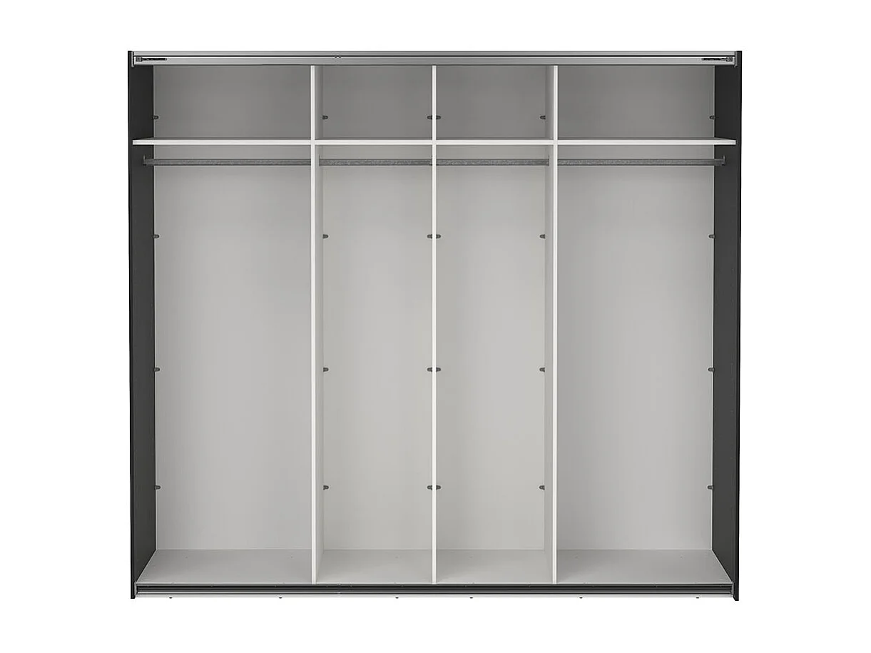 Catania Kleiderschrank 221x244x67cm, 1 Schiebetür, 1 Schiebetür mit Spiegel matt schwarz.