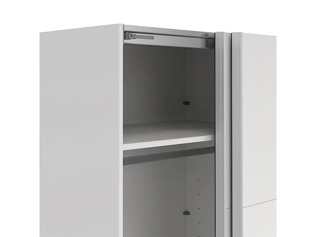 Catania Kleiderschrank 221x179x65cm, 2 Schiebetüren weiß.