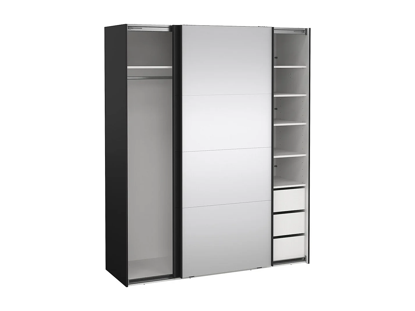 Catania armoire coulissante 2 portes 180x220cm noir mat.