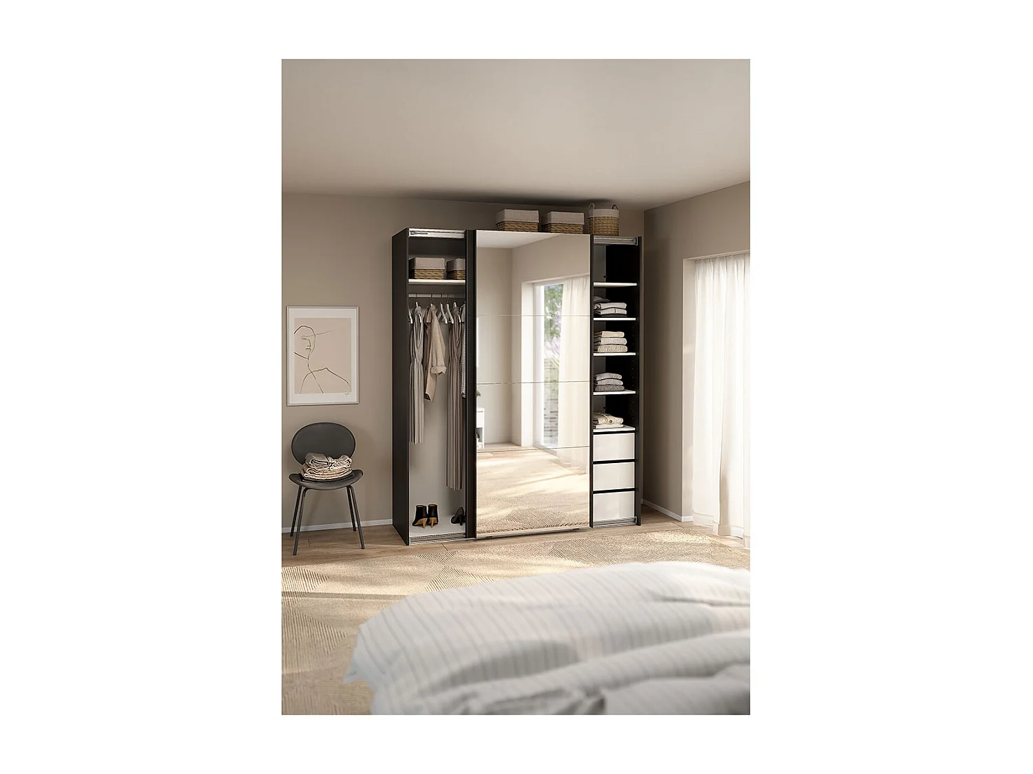 Catania armoire coulissante 2 portes 180x220cm noir mat.