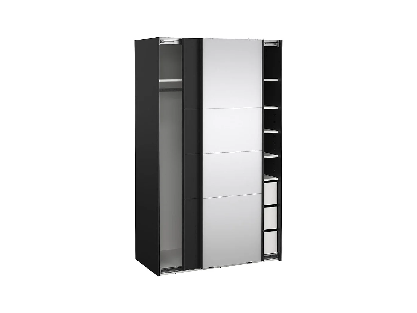 Catania armoire coulissante 2 portes 120x200cm noir mat.