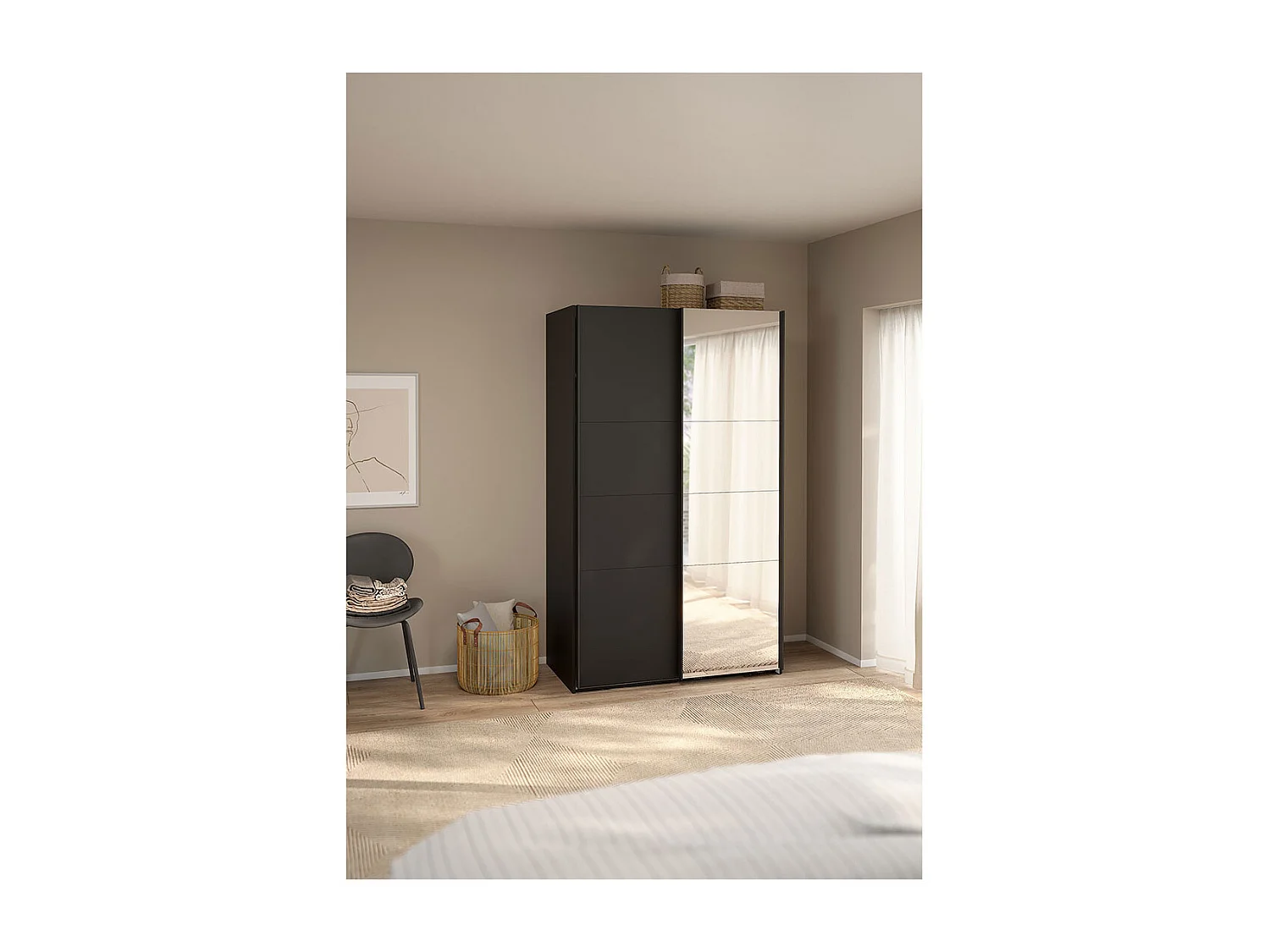 Catania armoire coulissante 2 portes 120x200cm noir mat.