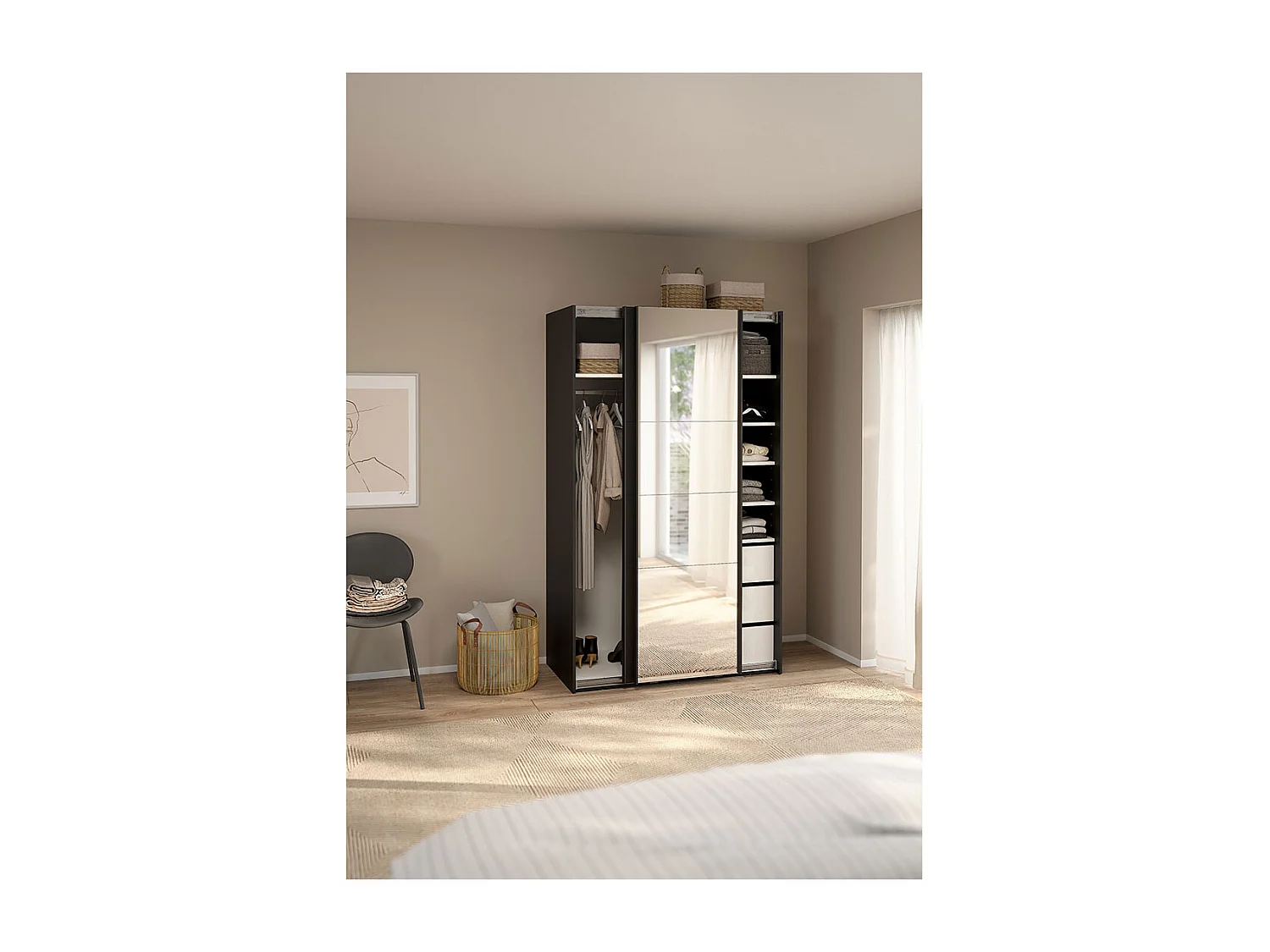 Catania armoire coulissante 2 portes 120x200cm noir mat.
