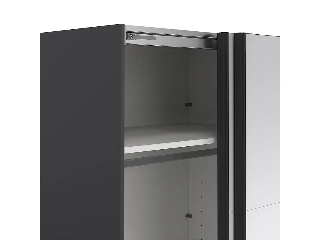 Catania armoire coulissante 2 portes avec miroir 180x220cm gris mat.