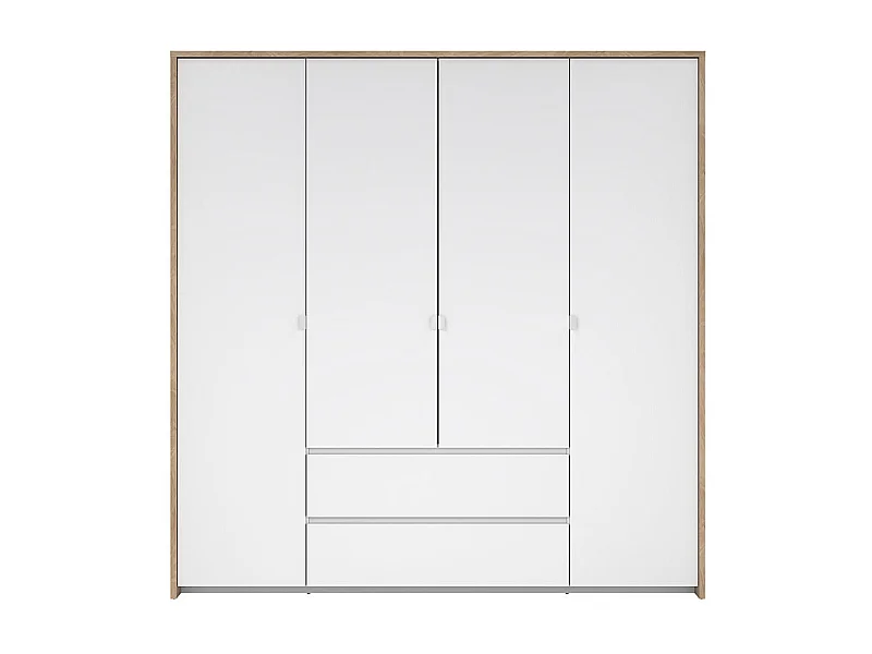 Next armoire de rangement 4 portes 2 tiroirs 197x200cm blanc brillant.