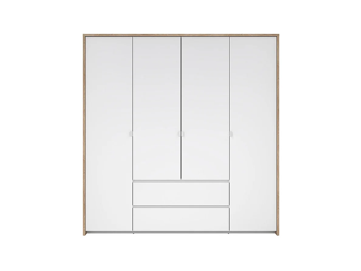 Next armoire de rangement 4 portes 2 tiroirs 197x200cm blanc brillant.