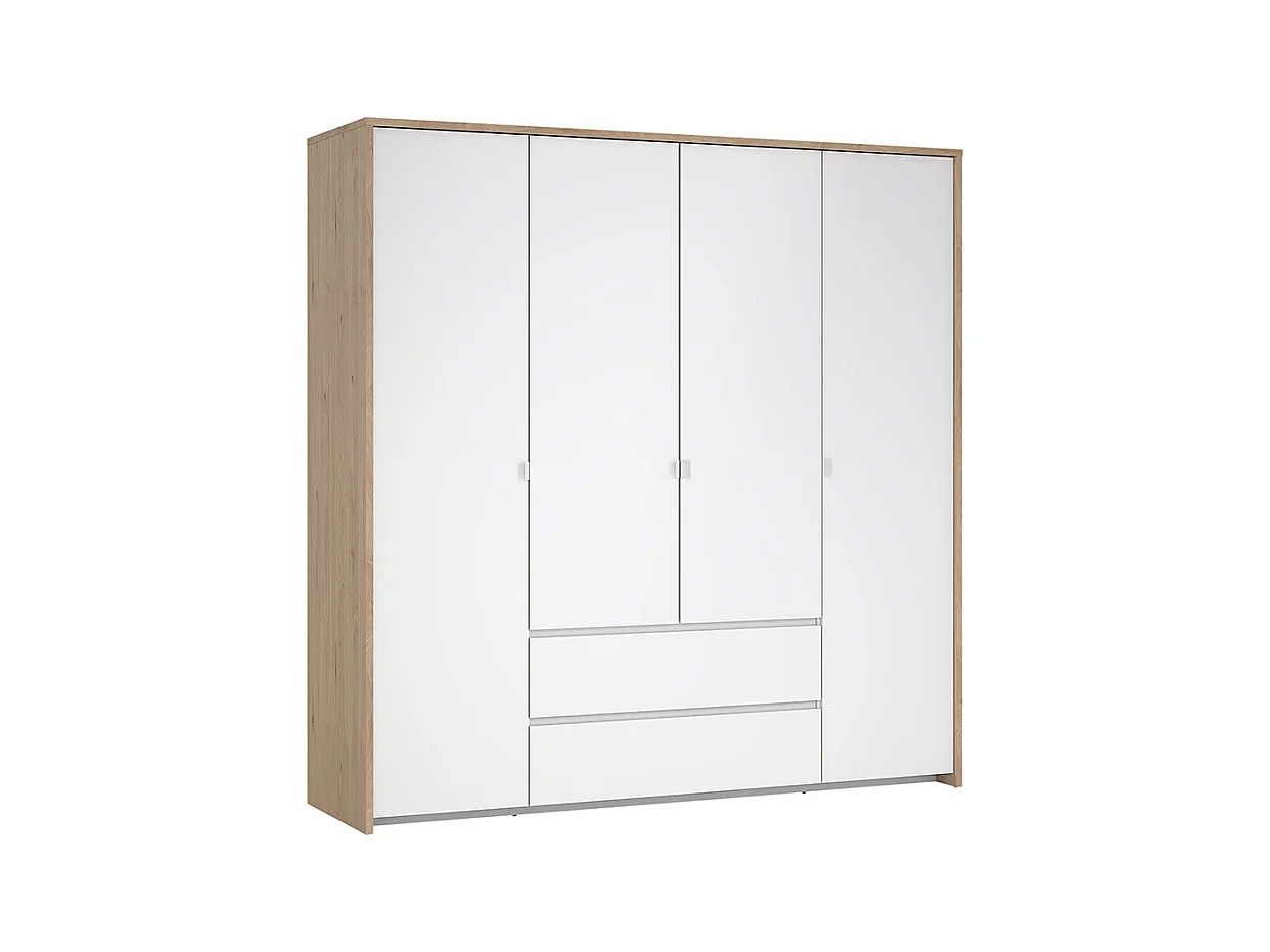 Next armoire de rangement 4 portes 2 tiroirs 197x200cm blanc brillant.