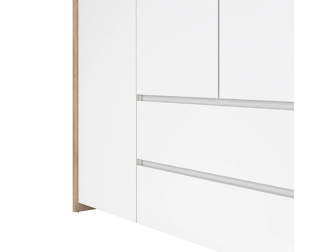 Next armoire de rangement 4 portes 2 tiroirs 197x200cm blanc brillant.
