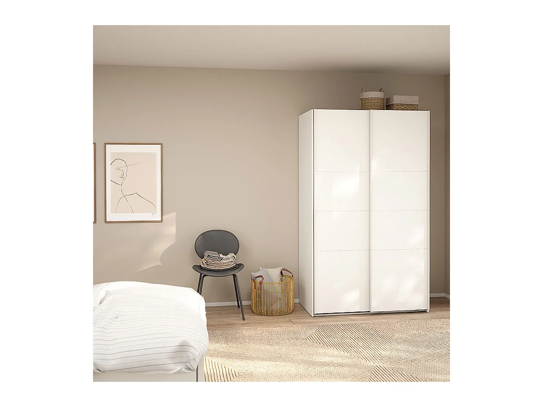 Catania armoire coulissante 2 portes 120x200cm blanc.