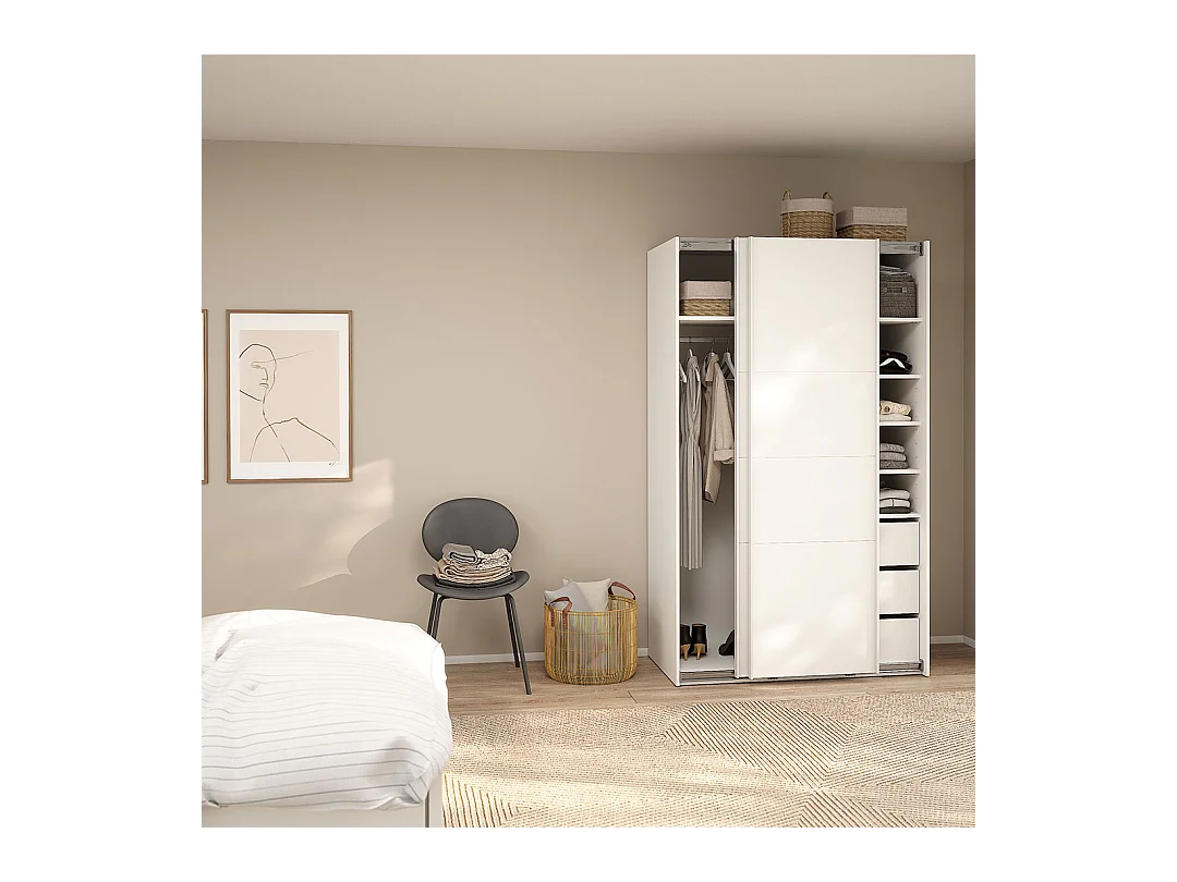 Catania armoire coulissante 2 portes 120x200cm blanc.