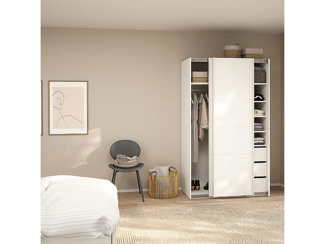 Catania schuifdeurkast 2 deuren 120x200cm wit.