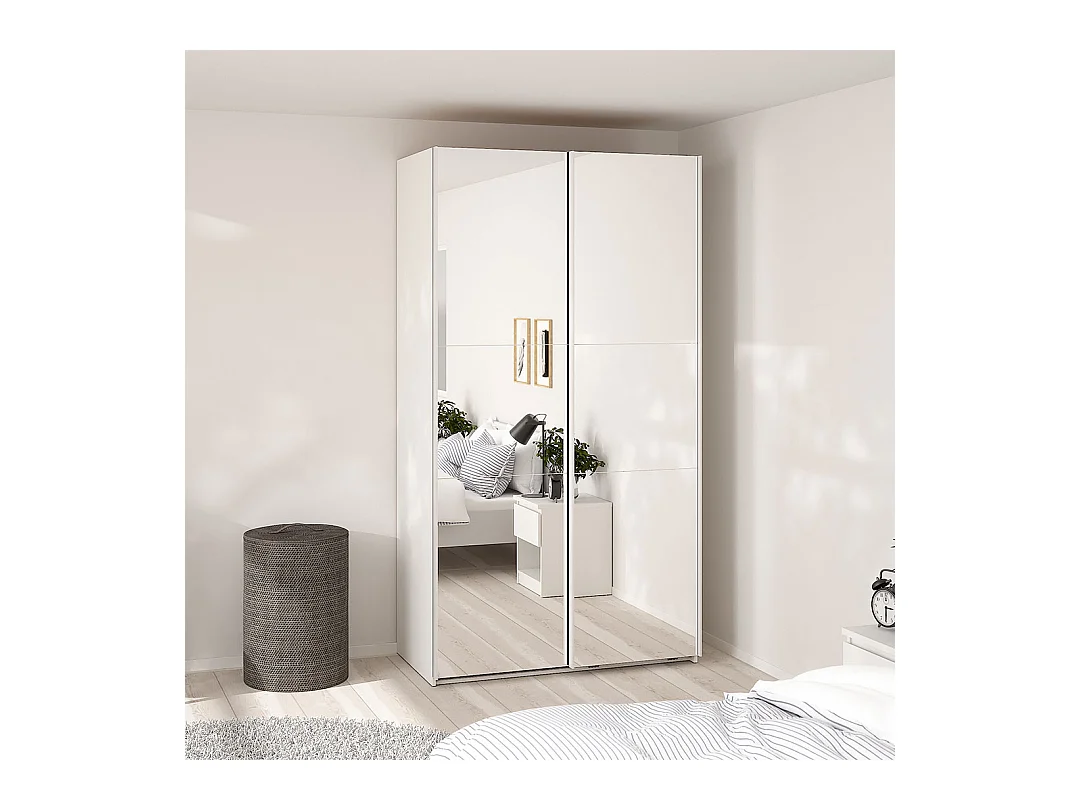 Como armoire coulissante 2 portes avec miroir 120x220cm blanc.