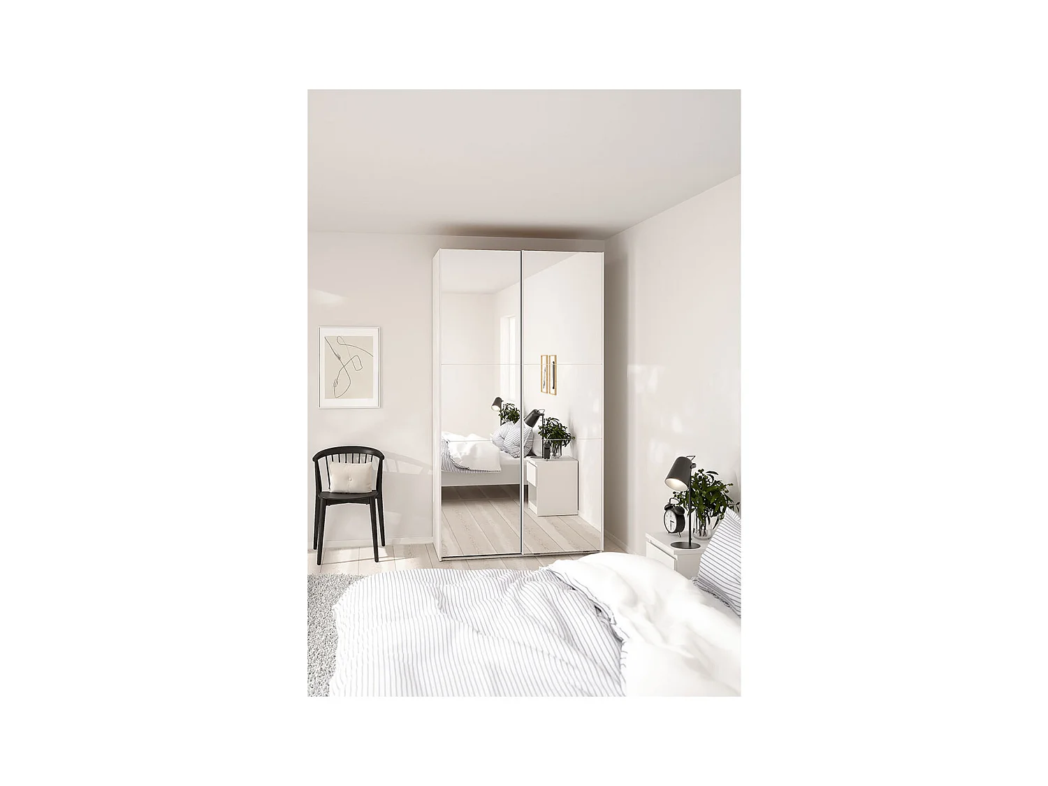 Como armoire coulissante 2 portes avec miroir 120x220cm blanc.