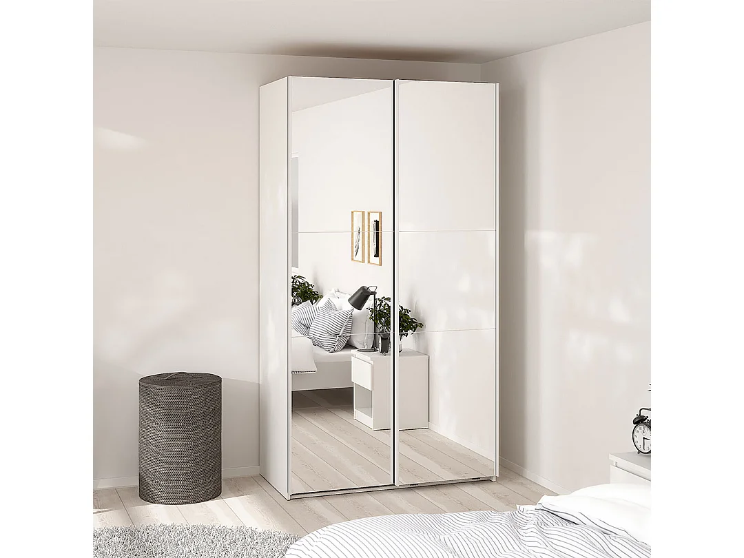 Como Schiebetürenschrank 2 Türen mit Spiegel 120x220cm weiß.