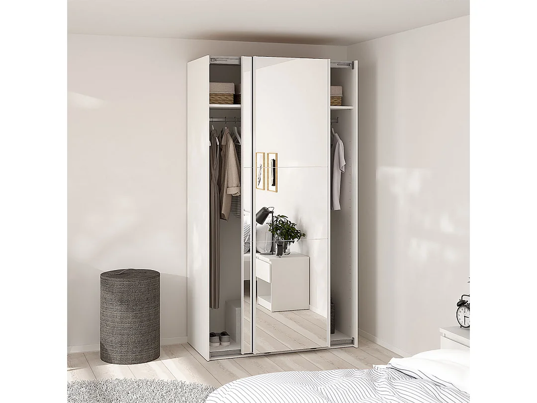 Como Schiebetürenschrank 2 Türen mit Spiegel 120x220cm weiß.