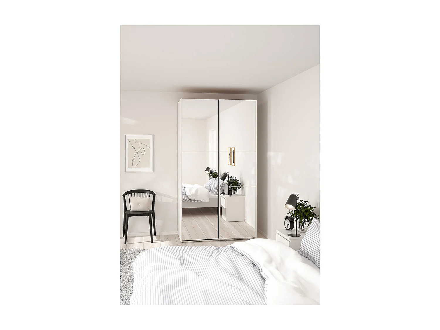 Como Schiebetürenschrank 2 Türen mit Spiegel 120x220cm weiß.