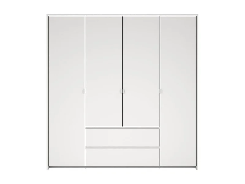 Next armoire de rangement 4 portes 2 tiroirs 197x200cm blanc.