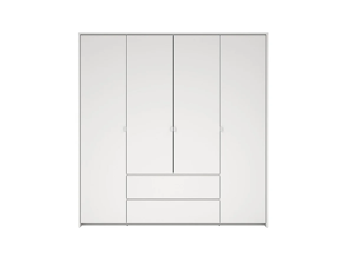 Next armoire de rangement 4 portes 2 tiroirs 197x200cm blanc.